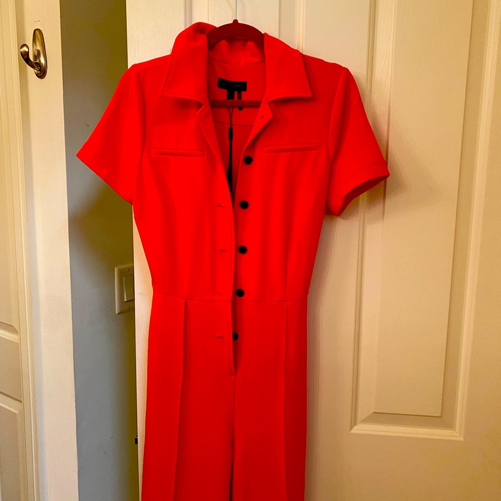 NWT Donna Karan Bright Red Short-Sleeve Jumpsuit